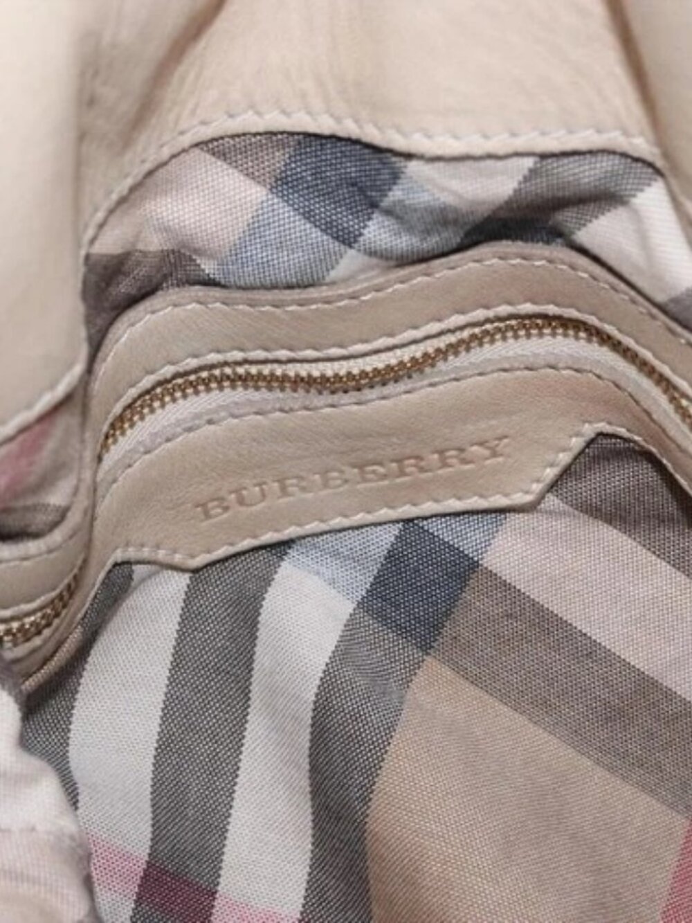 BURBERRY Shoulder Bag Leather Beige Gold Auth - Picture 10 of 16